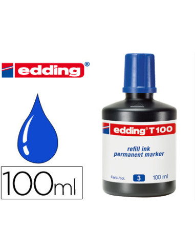 EDDING FRASCO DE TINTA T100 PARA ROTULADOR PERMANENTE 100ML AZUL