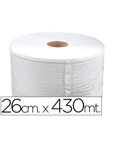 Papel secamanos industrial 26 cms de ancho x 400 mts aprox diametro 33,5 cm para el dispensador 46826