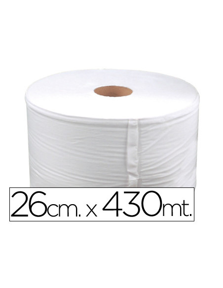 Papel secamanos industrial 26 cms de ancho x 400 mts aprox diametro 33,5 cm para el dispensador 46826