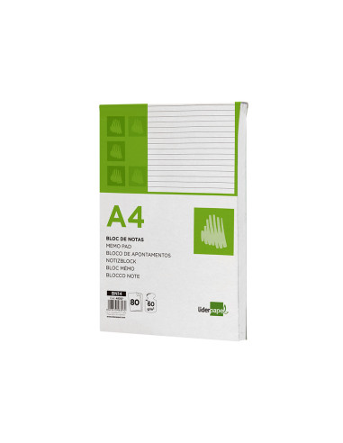 Bloc notas liderpapel horizontal a4 80 hojas 60g/m2