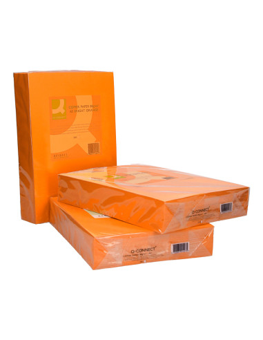 Papel color q-connect din a3 80 gr naranja intenso paquete de 500 hojas