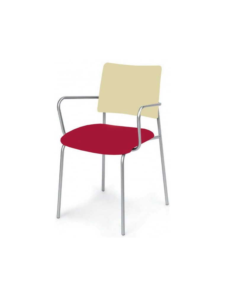 Silla confidente mod. Vitta piel rojo-crema Actiu