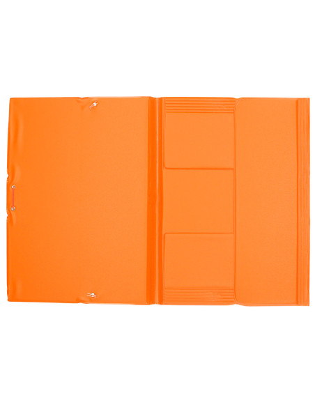 Carpeta liderpapel gomas plastico folio solapas color naranja