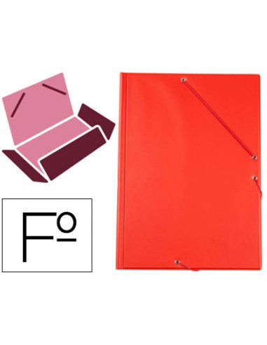 Carpeta liderpapel gomas plastico folio solapas color rojo