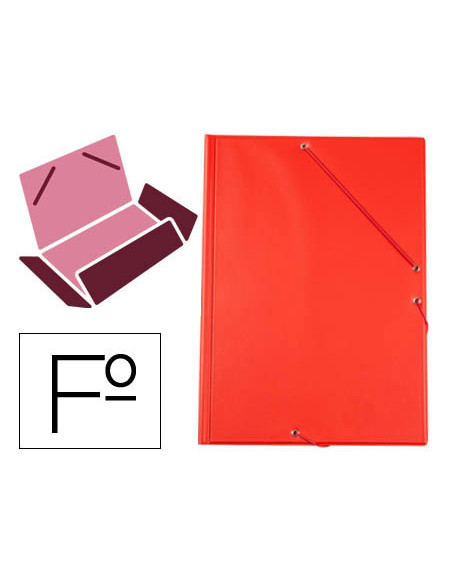 Carpeta liderpapel gomas plastico folio solapas color rojo