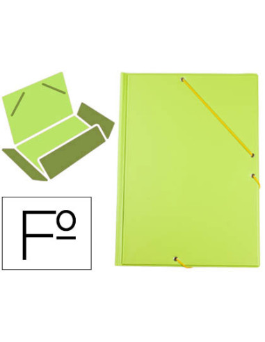 Carpeta liderpapel gomas plastico folio solapas color verde pistacho