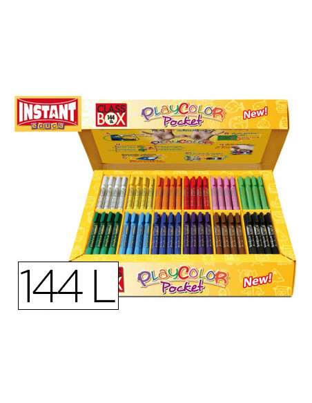 Tempera solida en barra playcolor pocket escolar caja de 144 unidades 12 colores surtidos