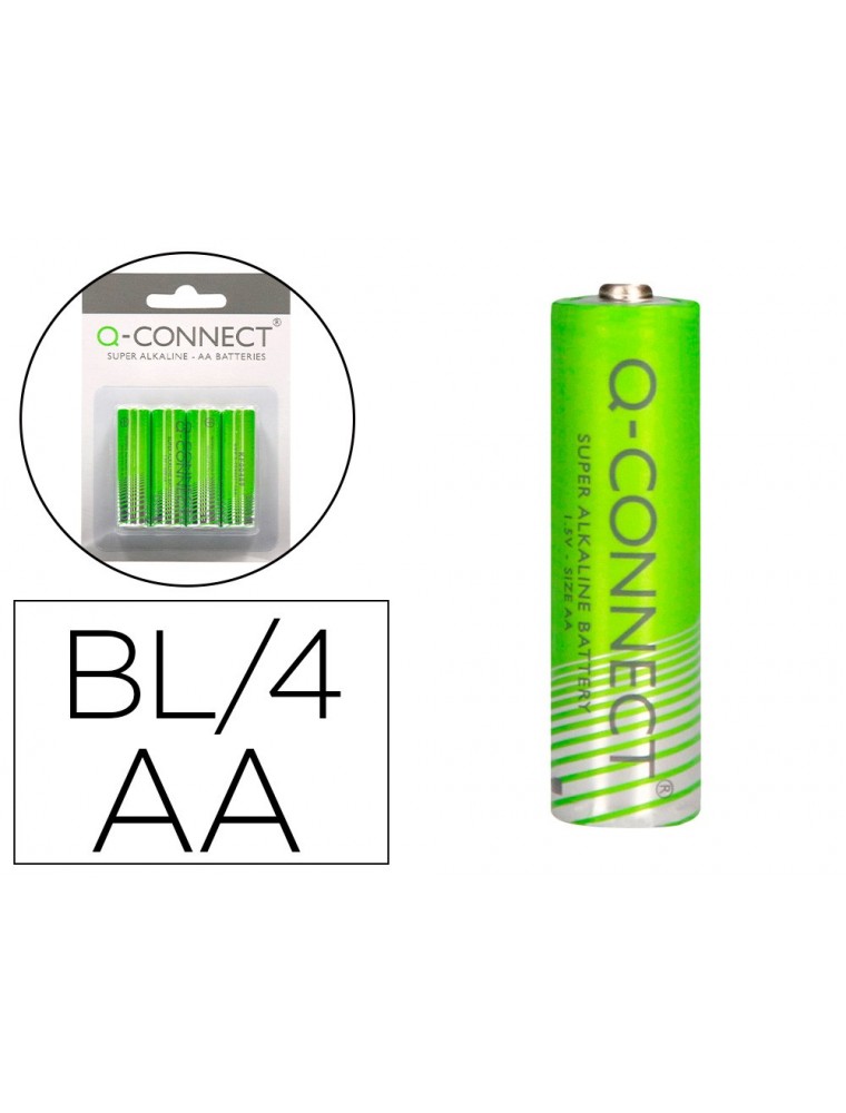 Pila q-connect alcalina aa blister con 4 unidades