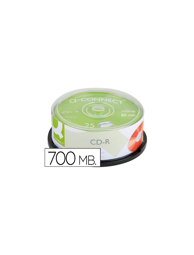 Cd-r q-connect capacidad 700mb duracion 80min velocidad 52x bote de 25 unidades