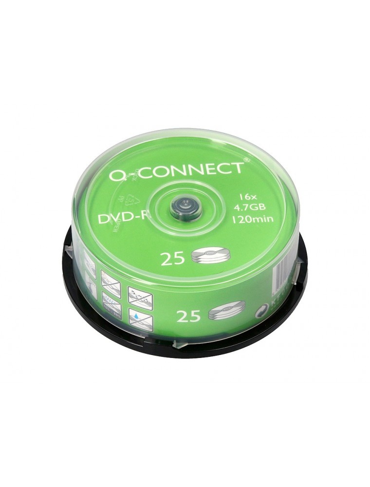 Dvd-r q-connect capacidad 4,7gb duracion 120min velocidad 16x bote de 25 unidades