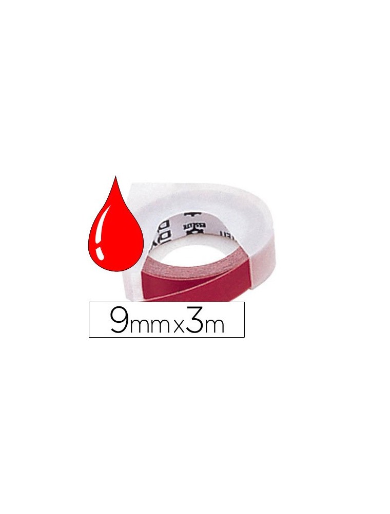 Cinta dymo 3d 9mm x 3 mt roja tradicional