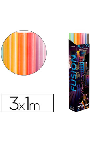 Papel kraft fusion 1x3 mt expositor 24 rollos colores surtidos