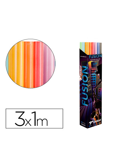 Papel kraft fusion 1x3 mt expositor 24 rollos colores surtidos