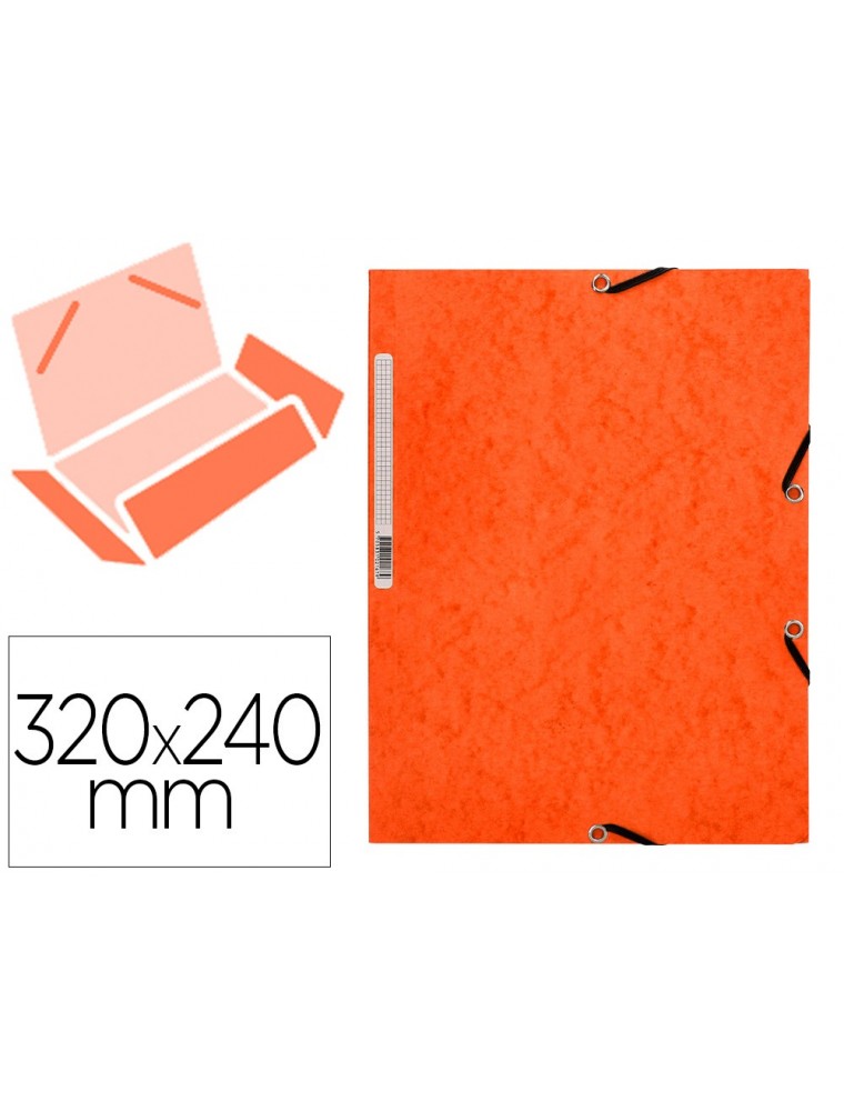 Carpeta q-connect gomas kf02170 carton simil-prespan solapas 320x243 mm naranja