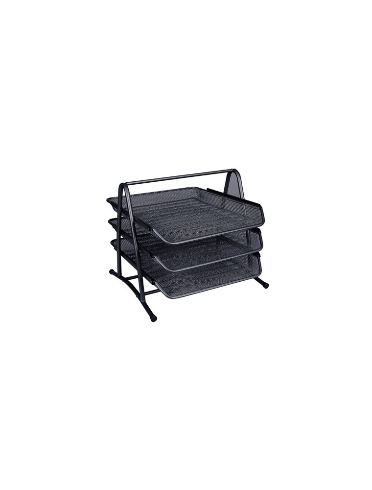 Bandeja sobremesa metalica q-connect kf00823 rejilla negra 3 bandejas movibles 350x278x275 mm