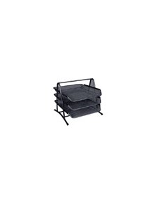 Bandeja sobremesa metalica q-connect kf00823 rejilla negra 3 bandejas movibles 350x278x275 mm