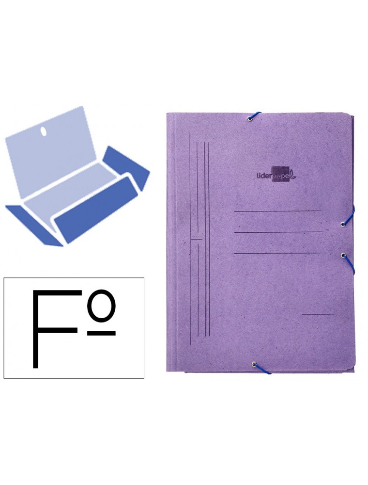 CARPETA GOMAS CARTON AZUL ROMANO SOLAPAS FOLIO LIDERPAPEL