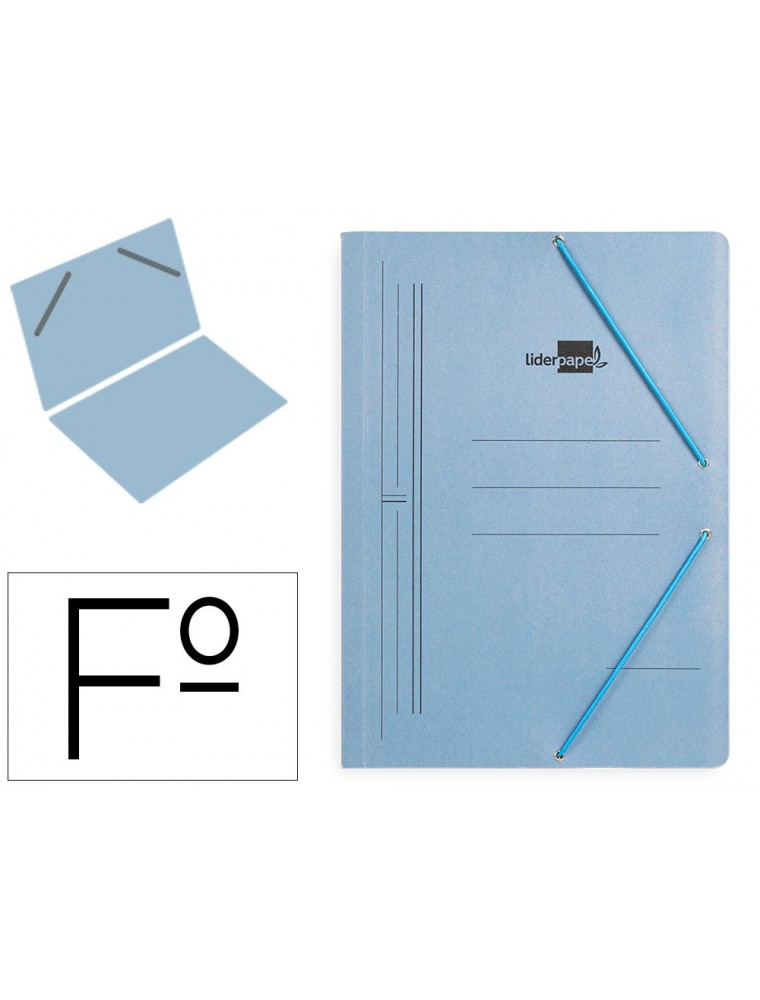 Carpeta liderpapel gomas folio sencilla carton pintado azul