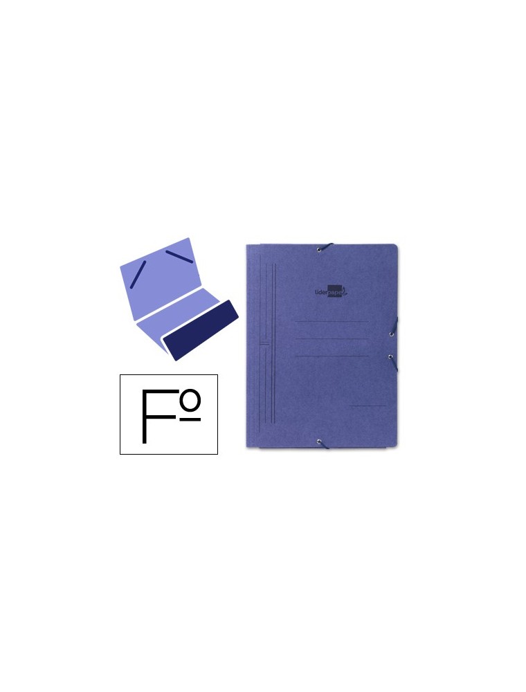 Carpeta liderpapel gomas folio bolsa carton pintado azul