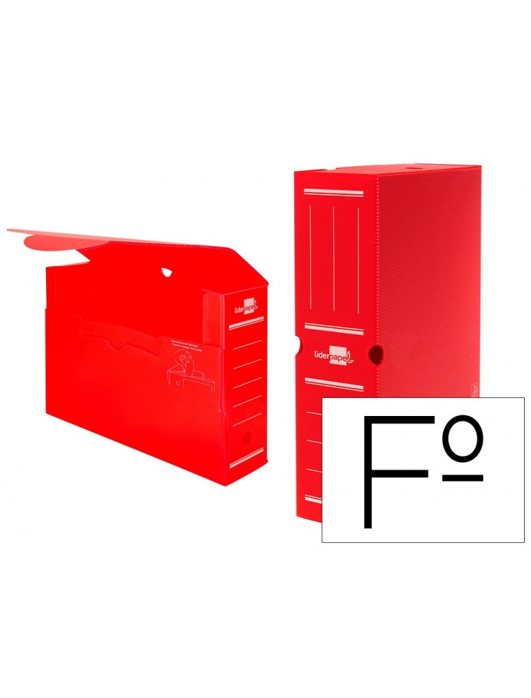 Caja archivo definitivo plastico liderpapel rojo 360x260x100 mm