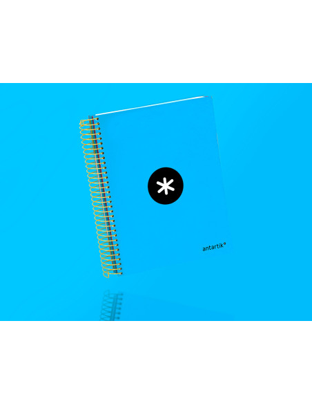 Cuaderno espiral a5 micro antartik tapa forrada120h 90 gr cuadro 5mm 5 bandas6 taladros color azul