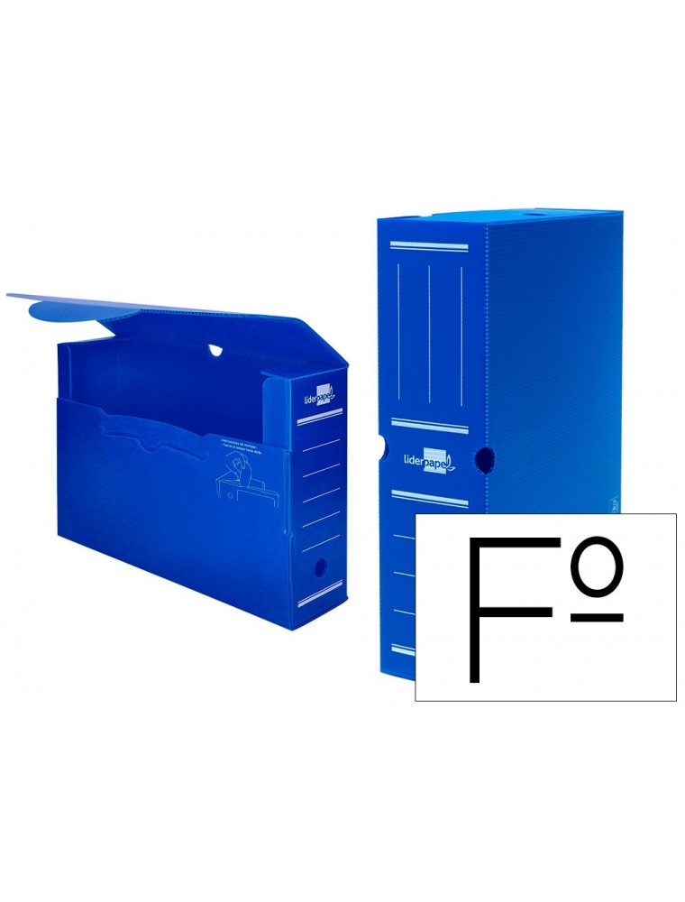 Caja archivo definitivo plastico liderpapel azul 360x260x100 mm