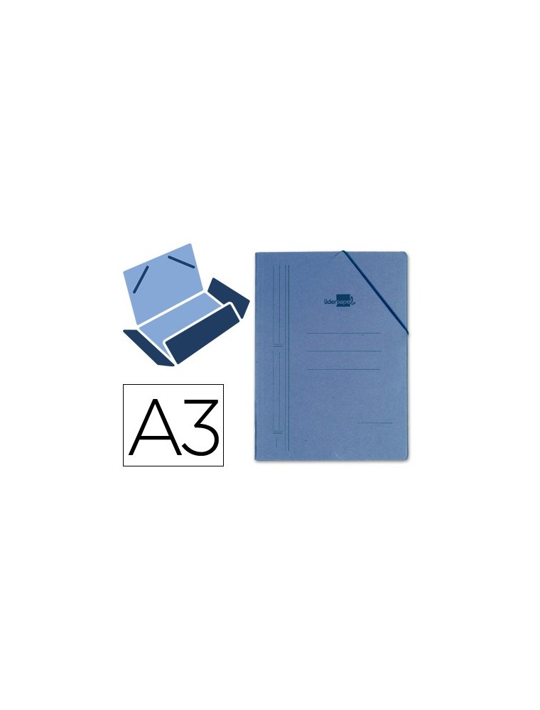 Carpeta liderpapel gomas a3 3 solapas carton prespan azul