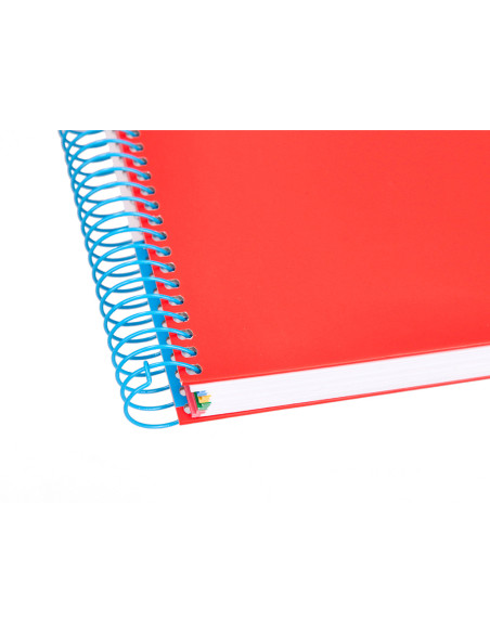 Cuaderno espiral a5 micro antartik tapa forrada120h 90 gr cuadro 5mm 5 bandas6 taladros color rojo