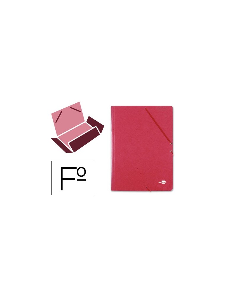 Carpeta liderpapel gomas folio 3 solapas carton simil prespan roja