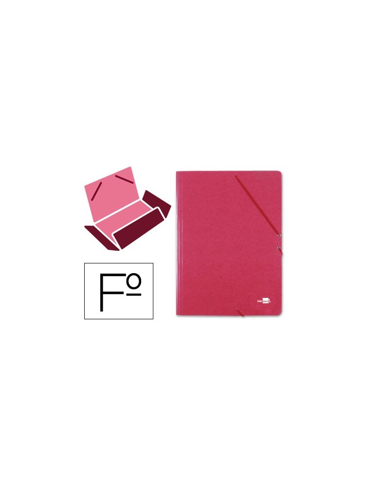 Carpeta liderpapel gomas folio 3 solapas carton prespan roja