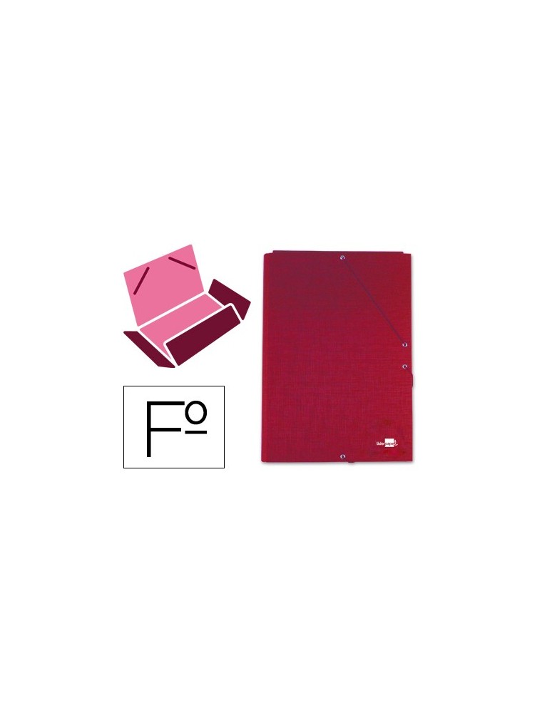 Carpeta liderpapel gomas folio 3 solapas carton forrado roja