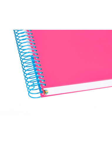 Cuaderno espiral a5 micro antartik tapa forrada 120h 90 gr cuadro 5mm 5 banda s 6 taladros color rosa