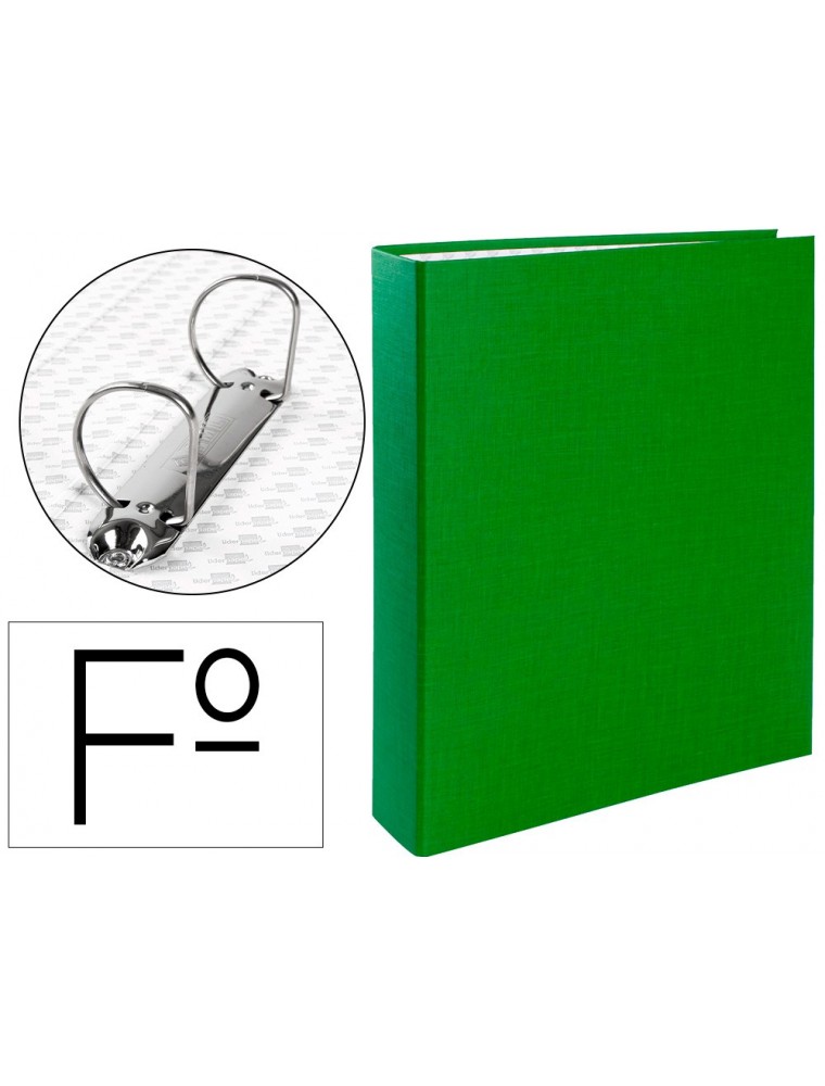 Carpeta de 2 anillas 40mm mixtas liderpapel folio carton forrado paper coat compresor plastico verde