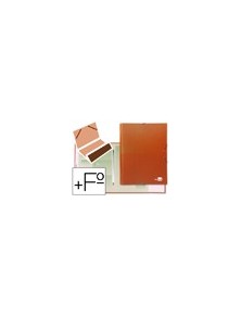 Carpeta clasificadora liderpapel 12 departamentos folio prolongado carton forrado naranja