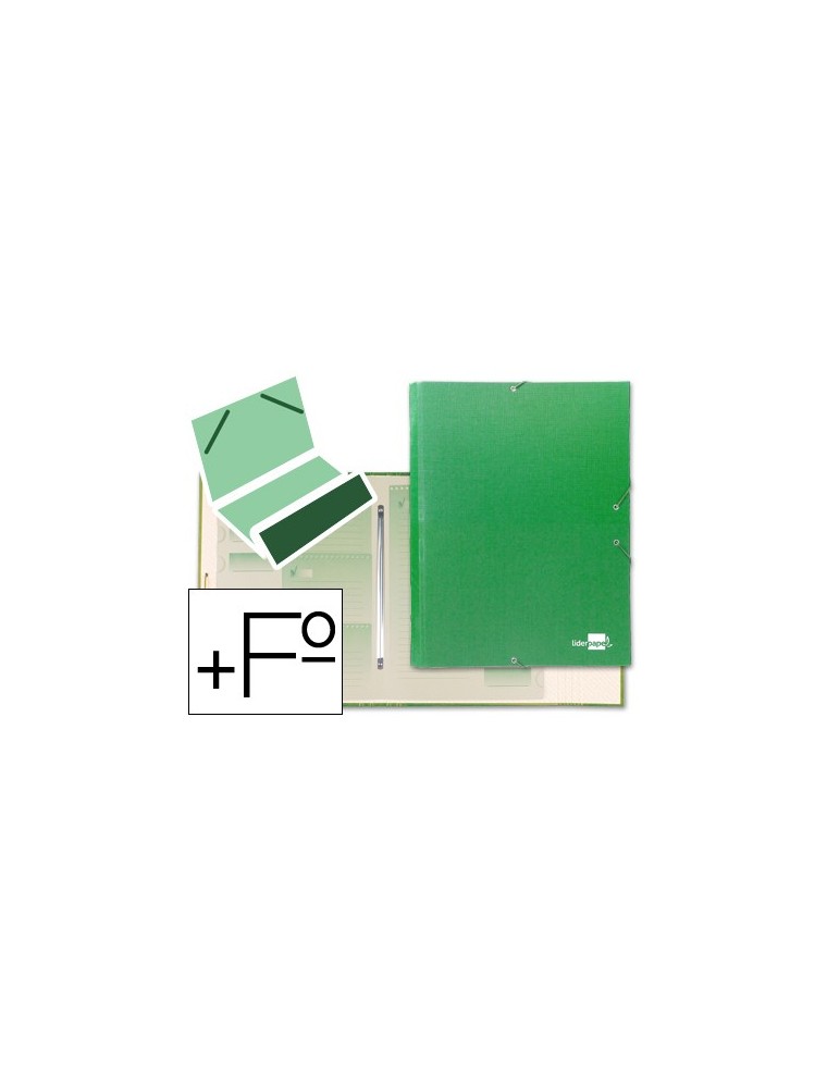 Carpeta clasificadora liderpapel 12 departamentos folio prolongado carton forrado verde claro