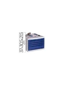 Fichero cajones de sobremesa q-connect 305x370x215 mm bandeja organizadora superior 5 cajones azul opaco