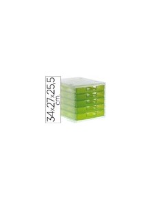 Fichero cajones de sobremesa q-connect 340x270x260 mm apilables 5 cajones verde kiwi translucido