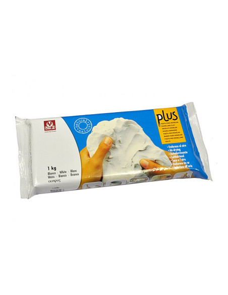 Arcilla sio-2 plus blanca endurece al aire paquete de 1 kg