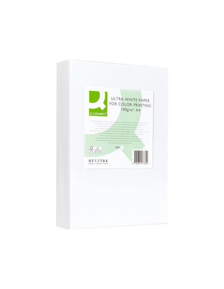 Papel fotocopiadora q-connect ultra white din a4 100 gramos paquete de 500 hojas