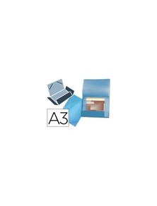 Carpeta liderpapel portadocumentos 44802 solapas polipropileno din a3 azul translucido lomo flexible