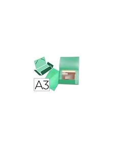 Carpeta liderpapel portadocumentos 44803 solapas polipropileno din a3 verde translucido lomo flexible