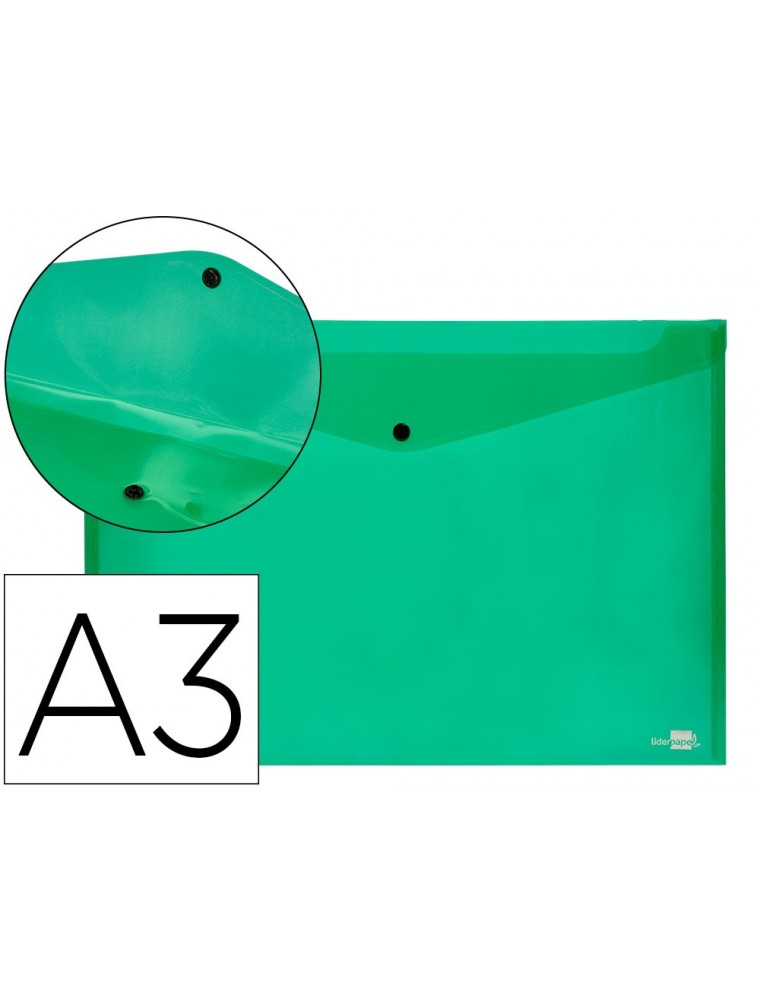 Carpeta liderpapel dossier broche 44243 polipropileno din a3 verde translucido