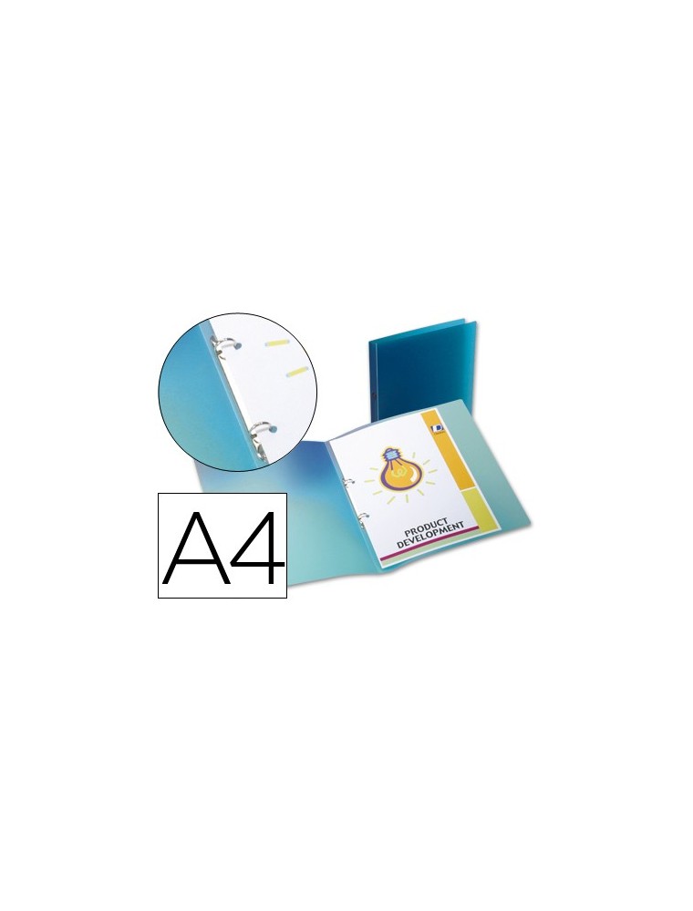 Carpeta liderpapel 2 anillas redondas mini 15 mm 49072 polipropileno din a4 azul translucido