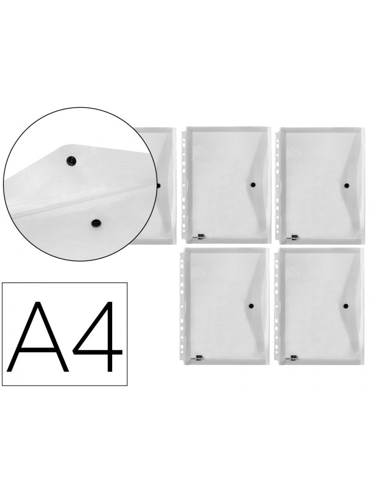 Carpeta liderpapel dossier broche 36664 polipropileno din a4 pack de 5 incolora transparente multitaladro