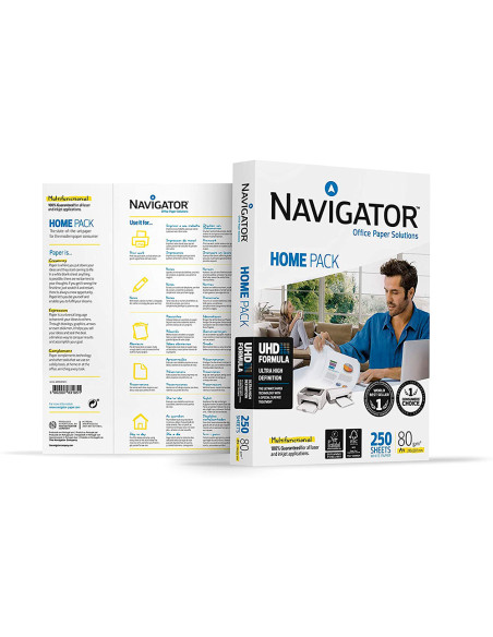 Papel fotocopiadora navigator home pack din a4 80 gramos paquete de 250 hojas