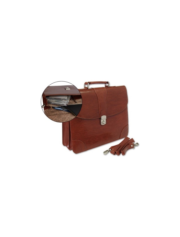 Cartera portadocumentos q-connect kf02610 con correa y dptos interiores marron