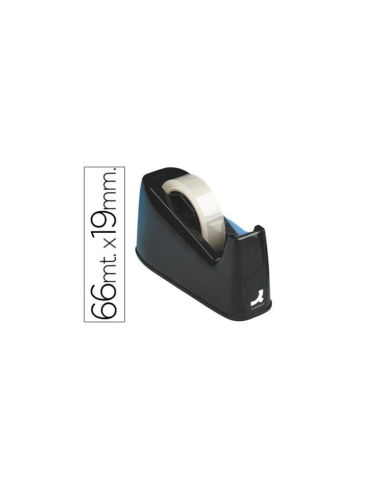 Portarrollo sobremesa q-connect plastico para cintas de 33 y 66 mt color negro