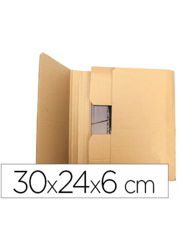 Caja para embalar libros q-connect carton reciclado canal simple 3 mm color kraft 300x240x60 mm