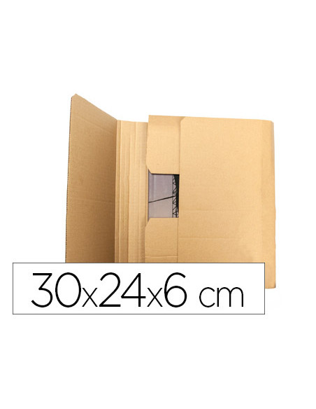 Caja para embalar libros q-connect carton reciclado canal simple 3 mm color kraft 300x240x60 mm