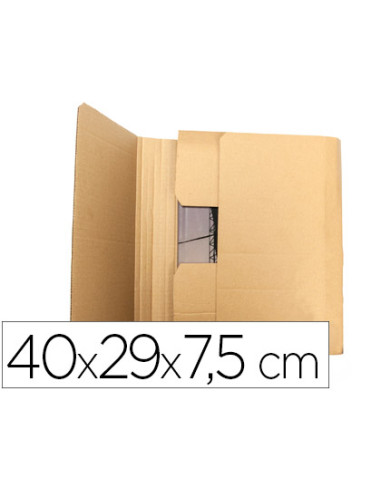 Caja para embalar libros q-connect carton reciclado canal simple 3 mm color kraft 400x290x75 mm